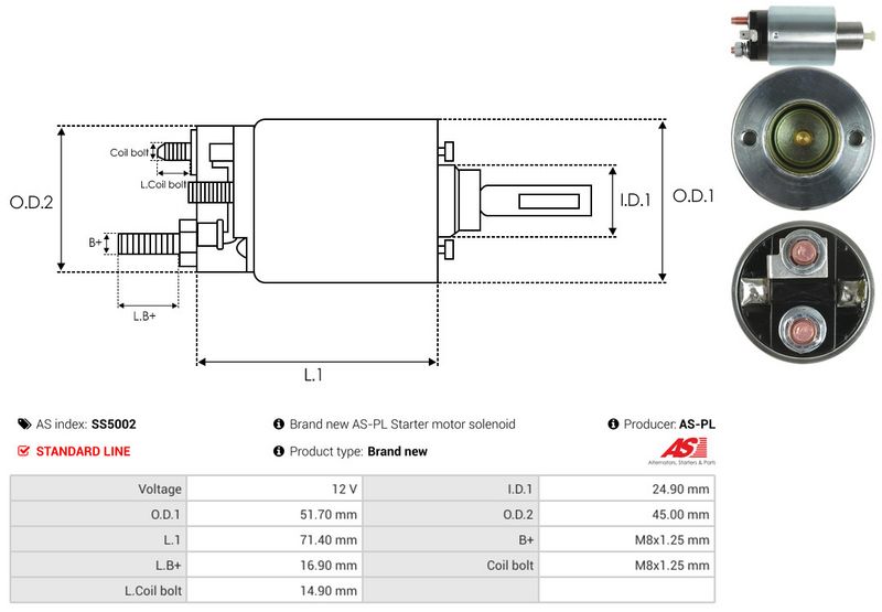 AS-PL SS5002 Solenoid Switch, starter