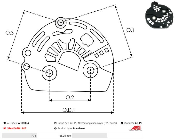 AS-PL APC1004 Protective Cap, alternator