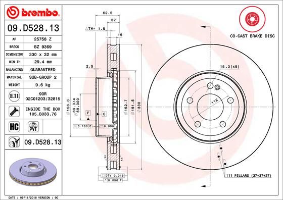 Диск тормозной (передний) BREMBO