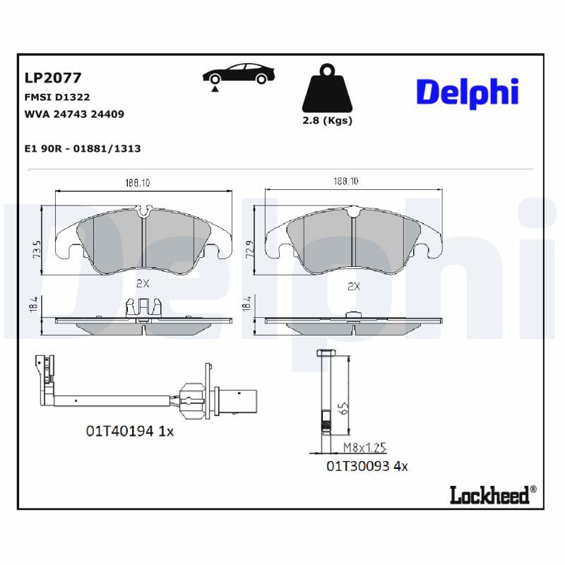DELPHI LP2077 Brake Pad Set, disc brake