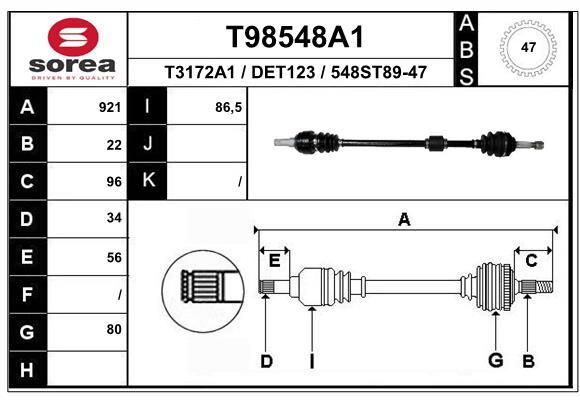 EAI hajtótengely T98548A1