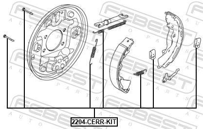 FEBEST 2204-CERR-KIT Accessory Kit, parking brake shoes