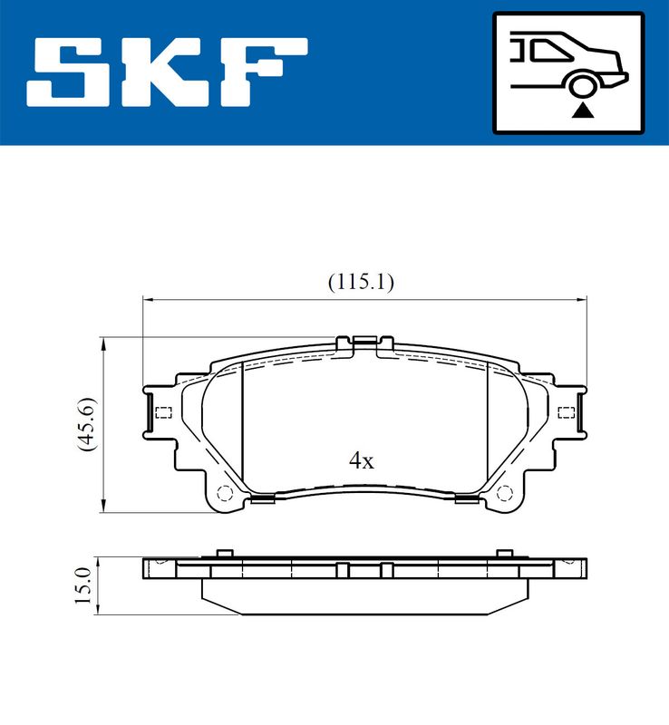 Комплект гальмівних накладок, дискове гальмо, Skf VKBP90604