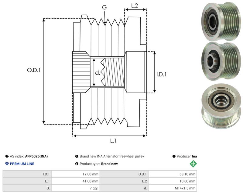 AS-PL AFP6026(INA) Alternator Freewheel Clutch