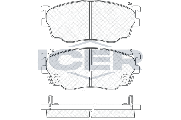 Комплект гальмівних накладок, дискове гальмо, Icer 181334