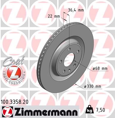 ZIMMERMANN féktárcsa 100.3358.20