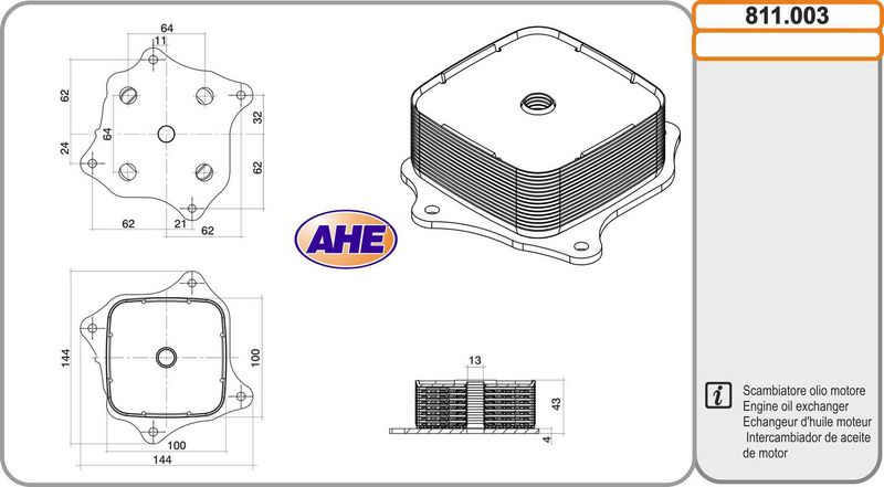 AHE 811.003 - Oil Cooler, engine oil