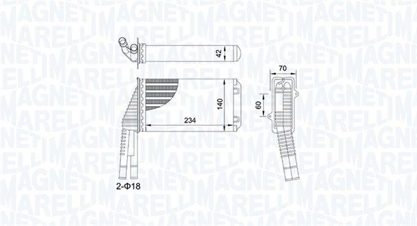 MAGNETI MARELLI CITROEN радиатор отопления C1 1,0 05-, Peugeot 107 1,0 05-, Toyota Aygo