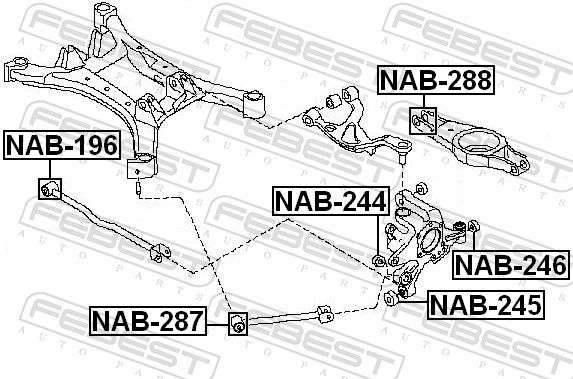 FEBEST NAB-288 Mounting, control/trailing arm