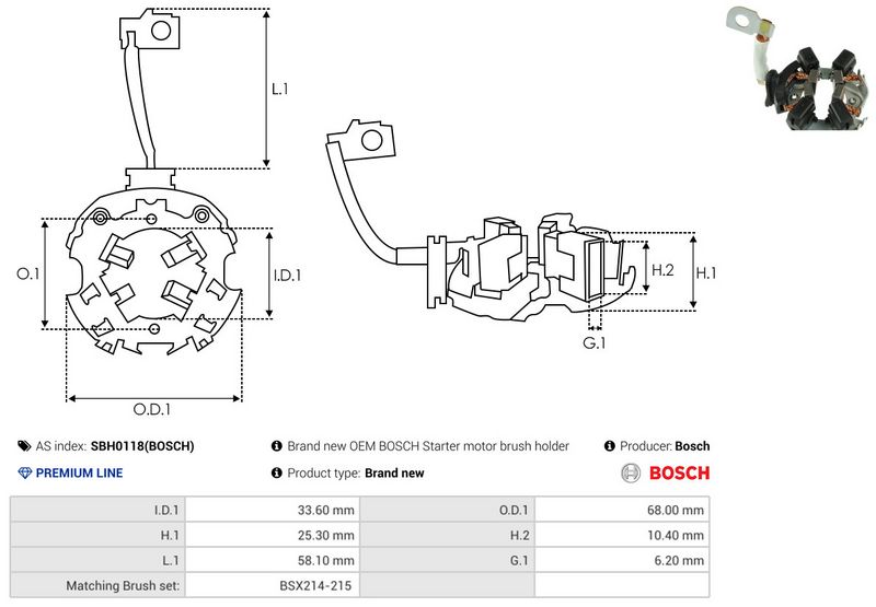 Kinnitus, süsinikuharjad, AS-PL SBH0118(BOSCH)