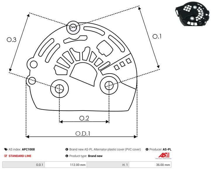 AS-PL APC1008 Protective Cap, alternator