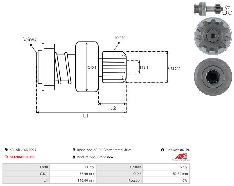 AS-PL SD5090 Freewheel Gear, starter
