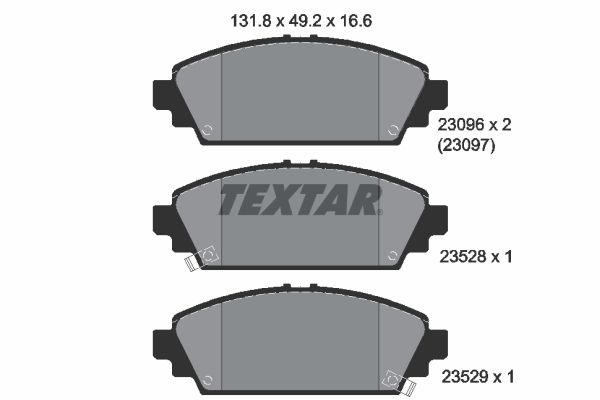 Комплект гальмівних накладок, дискове гальмо, Textar 2309601