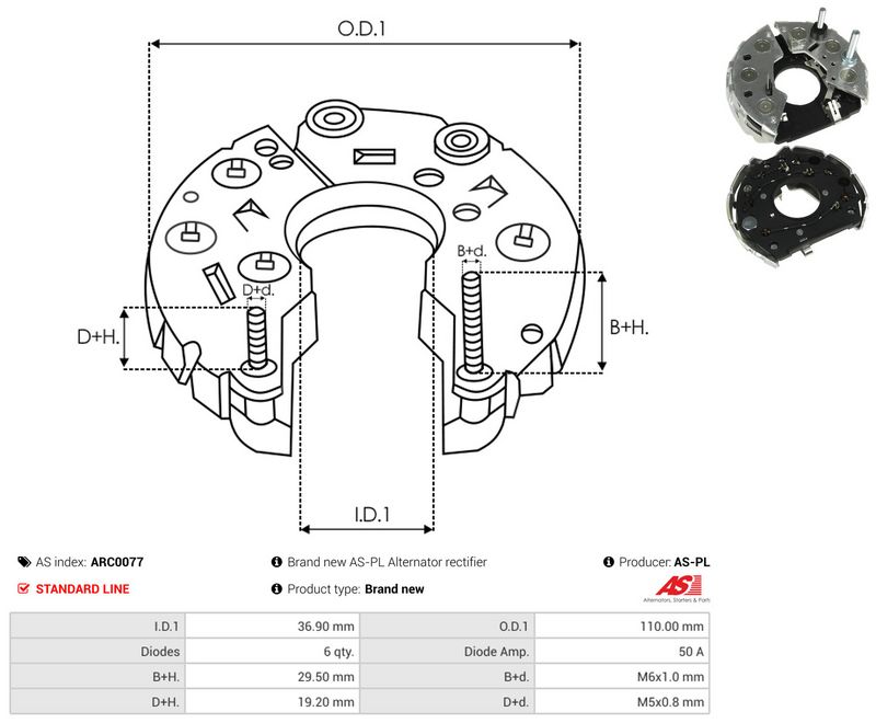 AS-PL ARC0077 Rectifier, alternator