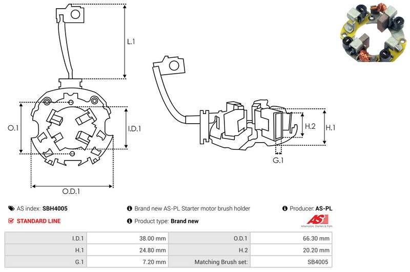 Kinnitus, süsinikuharjad, AS-PL SBH4005