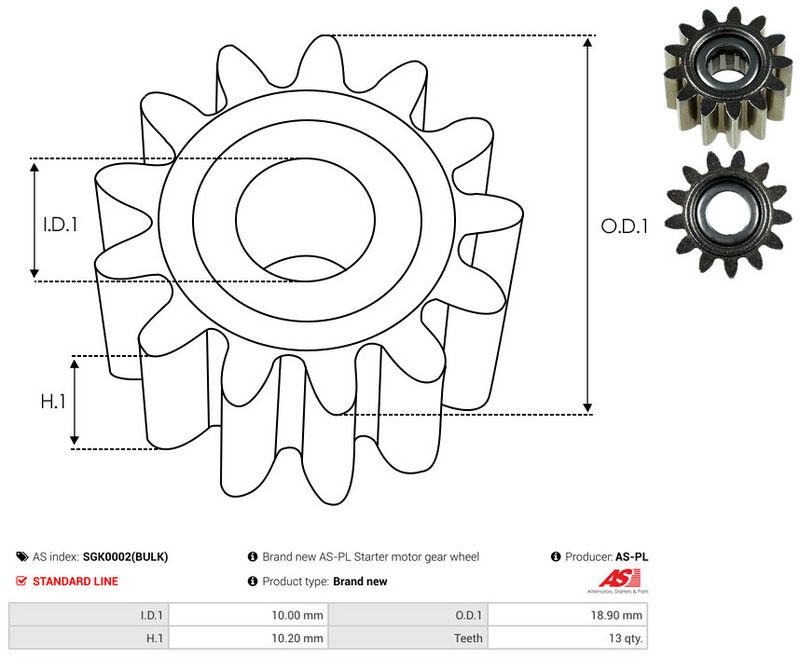 AS-PL SGK0002(BULK) Repair Kit, starter