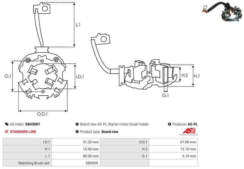 AS-PL SBH5001 Holder, carbon brushes