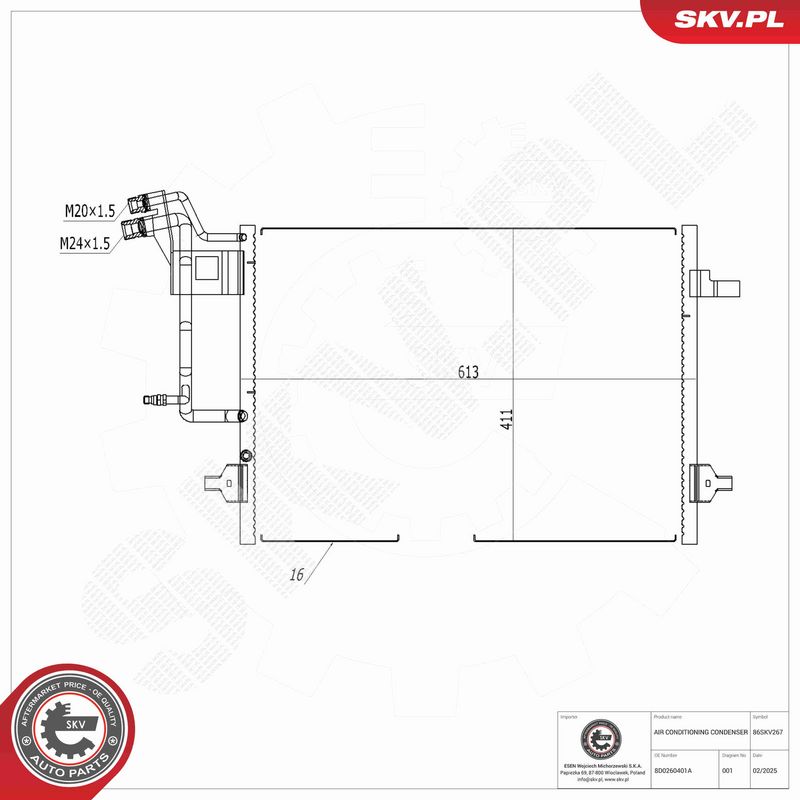 ESEN SKV 86SKV267 Condenser, air conditioning