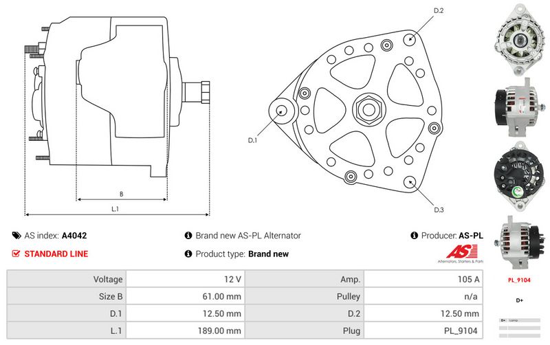 AS-PL A4042 Alternator