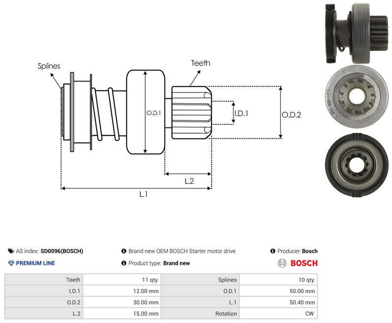 AS-PL SD0096(BOSCH) Freewheel Gear, starter