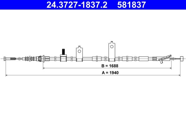 ATE Trekkabel, parkeerrem 24.3727-1837.2