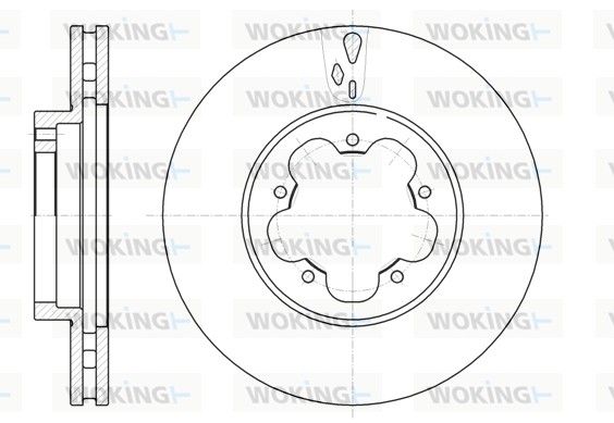Гальмівний диск, передня вісь, з вентиляцією, 280мм, кількість отворів 5, Transit 06-14, Woking D61021.10