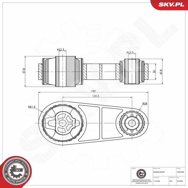ESEN SKV 75SKV095 Variklio pagalvė