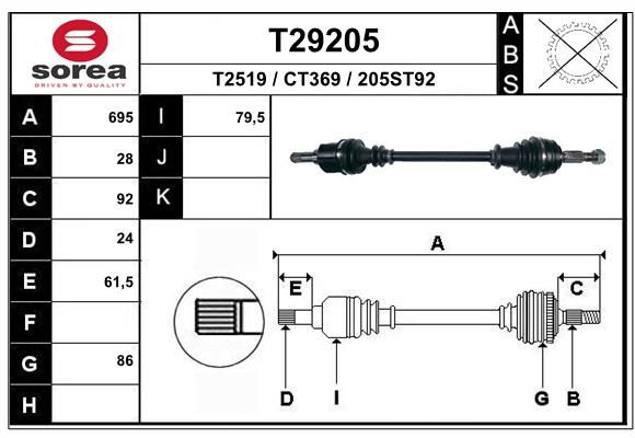 EAI hajtótengely T29205