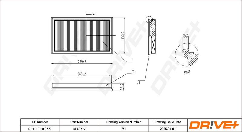 Filtru aer DP1110.10.0777 Dr!ve+