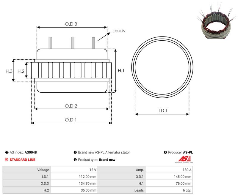 AS-PL AS0048 Stator, alternator