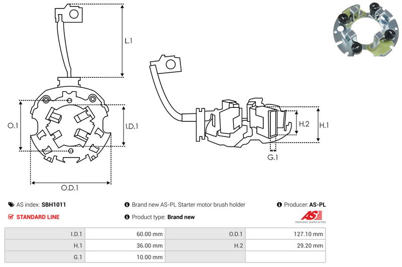 Kinnitus, süsinikuharjad, AS-PL SBH1011