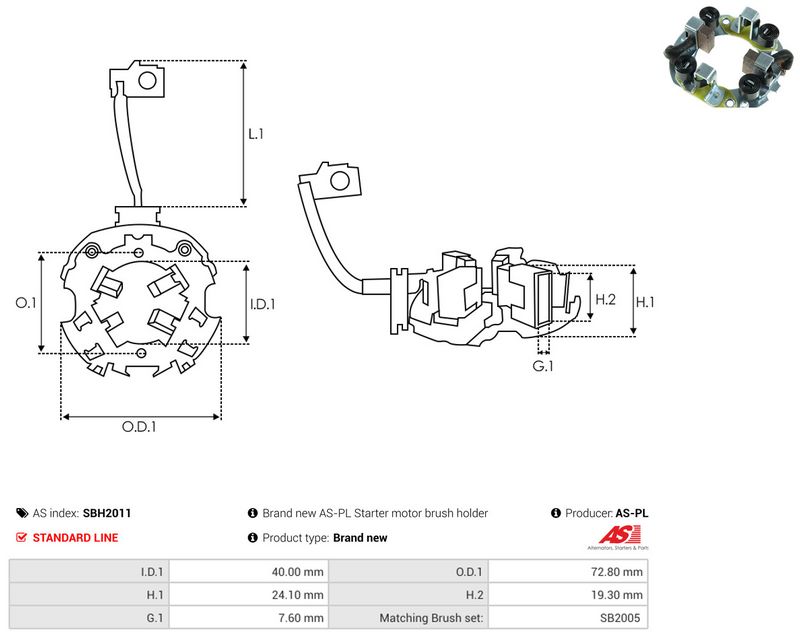 AS-PL SBH2011 Holder, carbon brushes