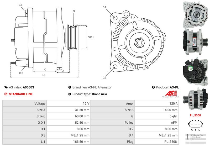 AS-PL A0550S Alternator