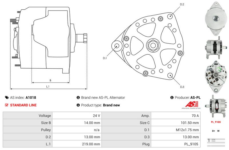 AS-PL A1018 Alternator