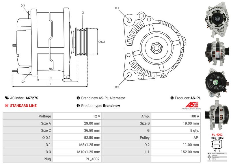 AS-PL A6727S Alternator