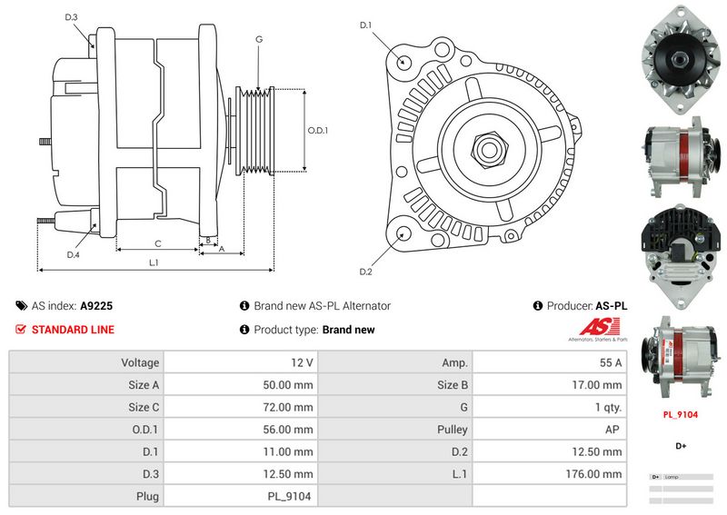 AS-PL A9225 Alternator