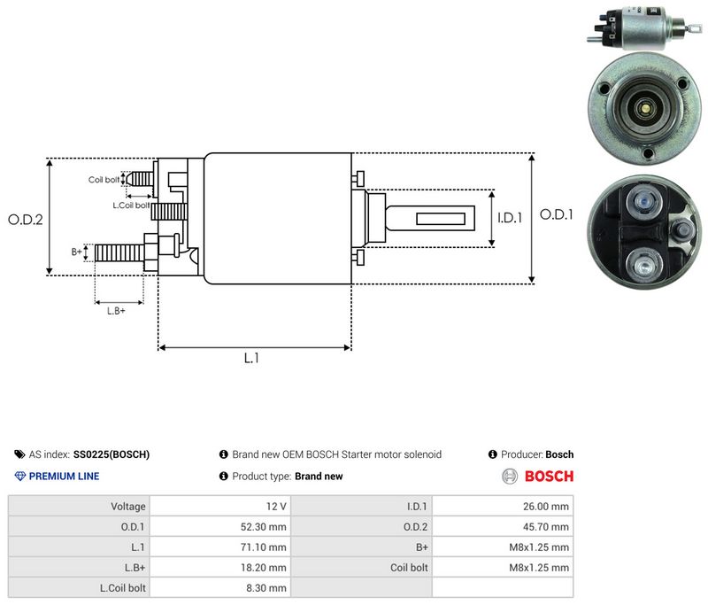 Magnetlülitus, starter, AS-PL SS0225(BOSCH)