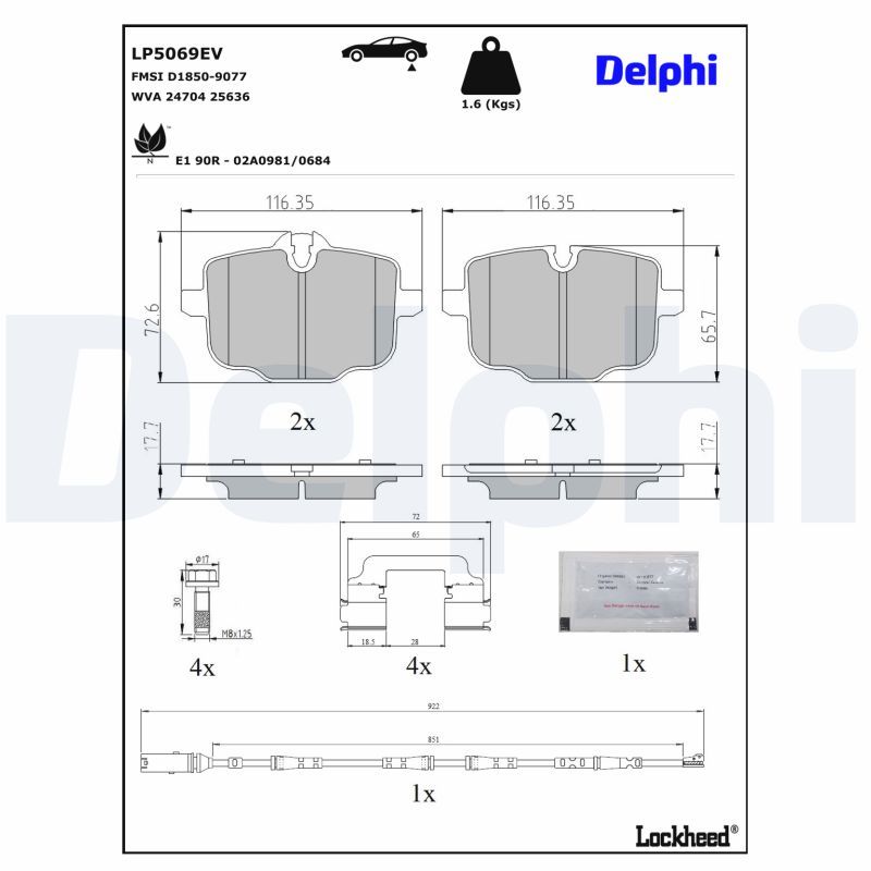 DELPHI LP5069EV Brake Pad Set, disc brake