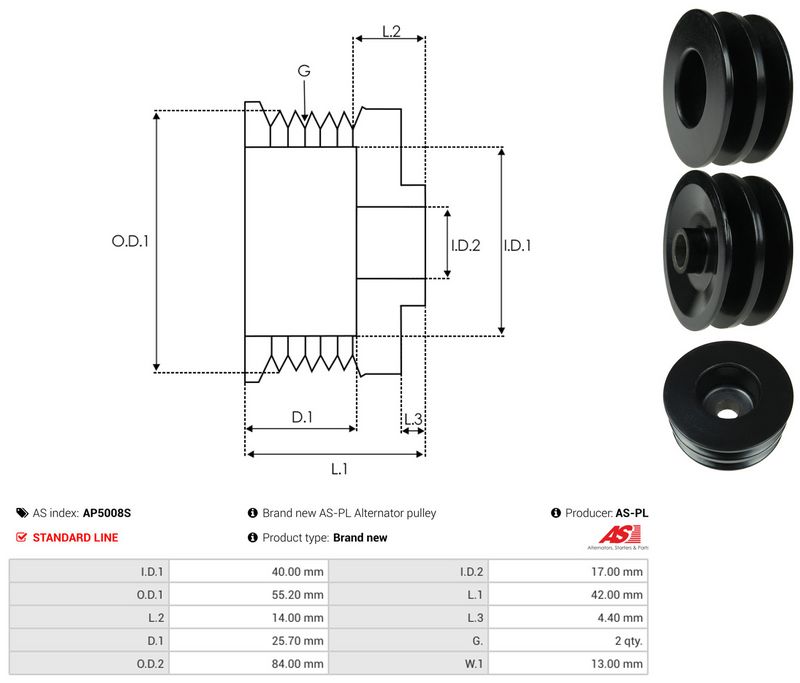AS-PL AP5008S Belt Pulley, alternator