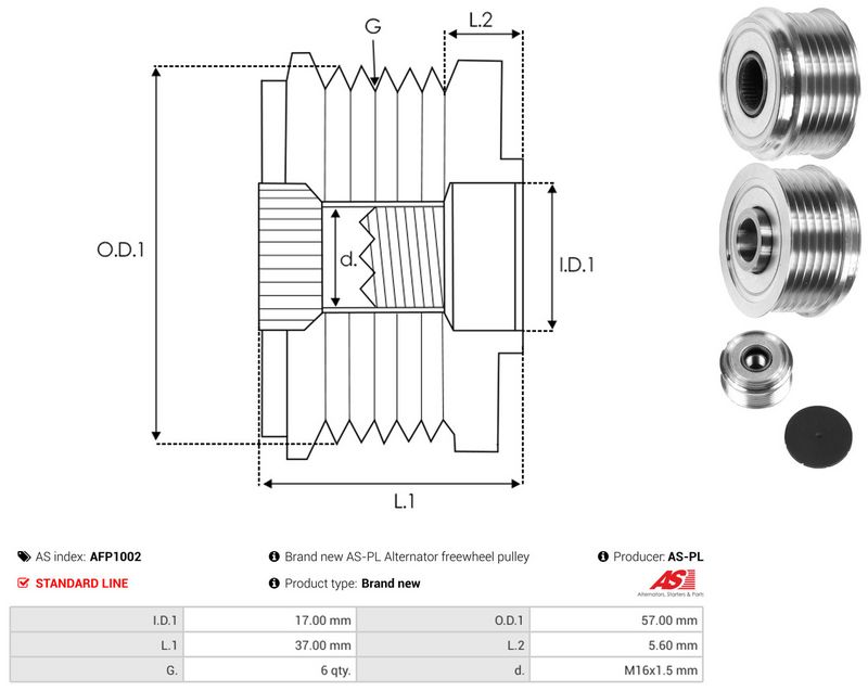 AS-PL AFP1002 Alternator Freewheel Clutch