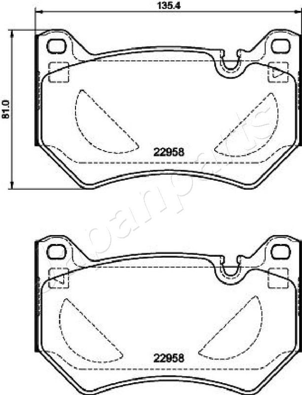 Комплект гальмівних накладок, дискове гальмо, Japanparts PA-0962AF