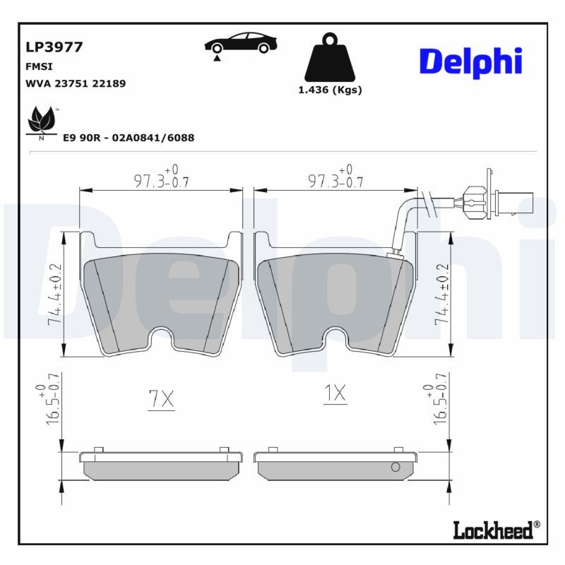 комплект спирачно феродо, дискови спирачки DELPHI