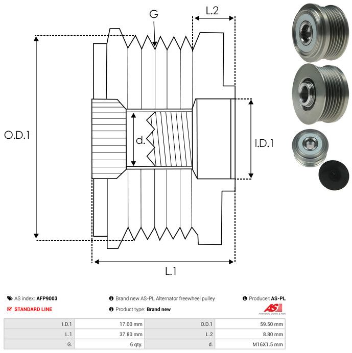 AS-PL AFP9003 Alternator Freewheel Clutch
