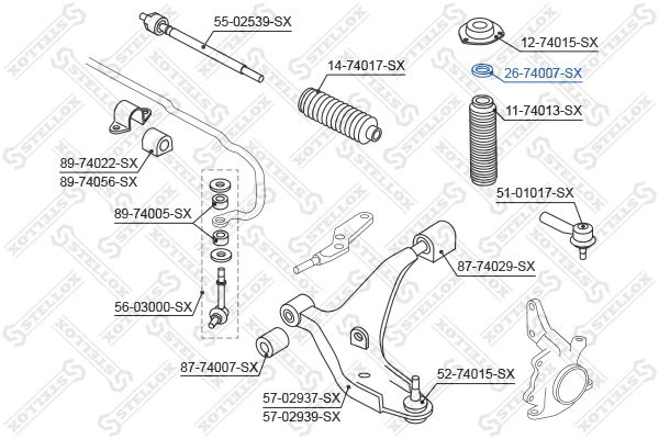 STELLOX 26-74007-SX Rolling Bearing, suspension strut support mount