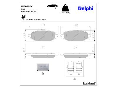 DELPHI LP5089EV - Brake Pad Set, disc brake
