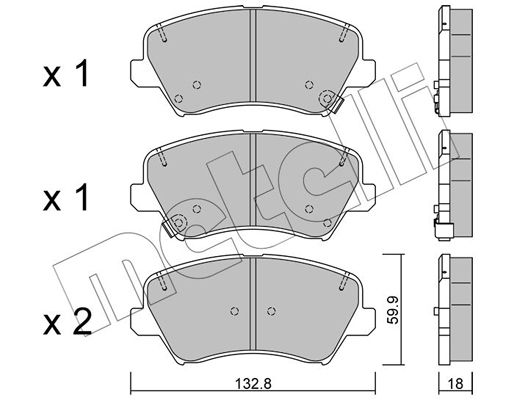 Комплект гальмівних накладок, дискове гальмо, Metelli 22-0944-0