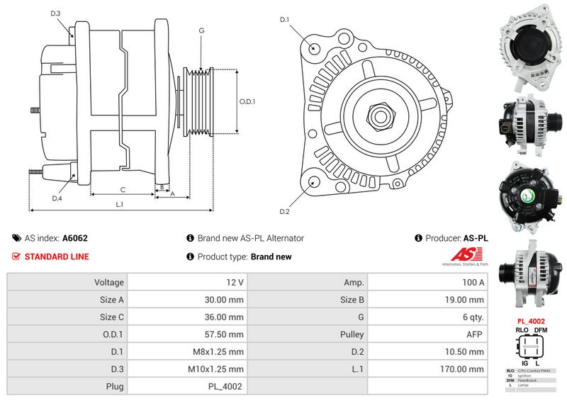 AS-PL A6062 Alternator