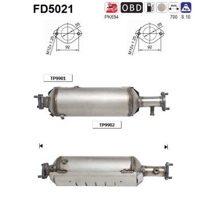 AS FD5021 Soot/Particulate Filter, exhaust system