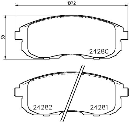 Комплект гальмівних накладок, дискове гальмо, Hella 8DB355012-901