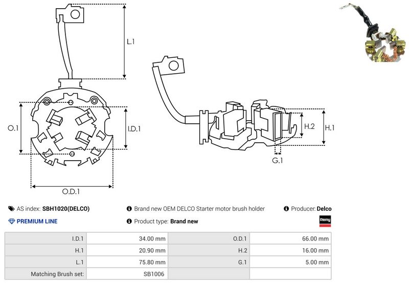 AS-PL SBH1020(DELCO) Holder, carbon brushes